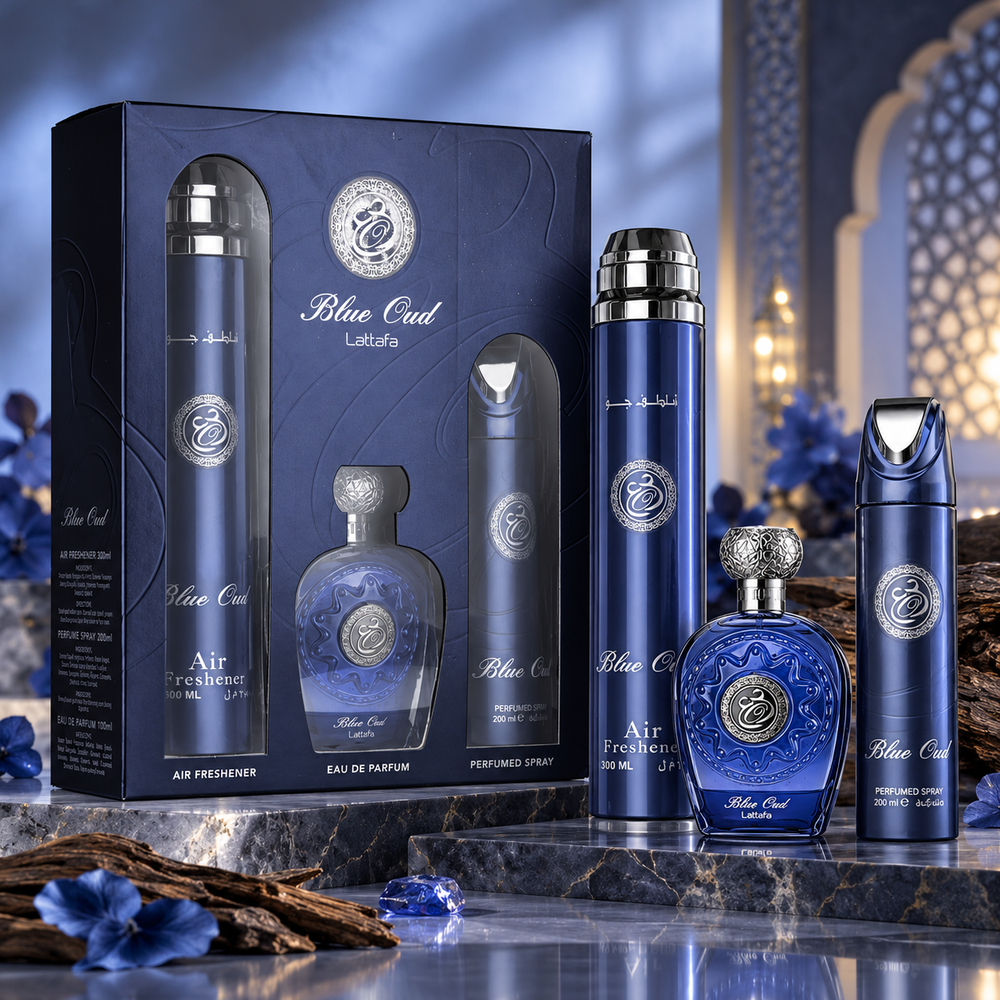 Blue Oud by Lattafa 3-Piece Gift Set – 100ml + 200ml + 300ml