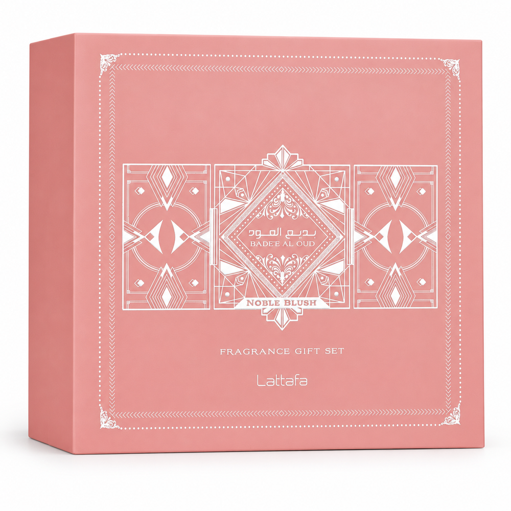 Badee Al Oud Noble Blush Gift Set – 100ml + 12ml + Hair Mist-LATTAFA