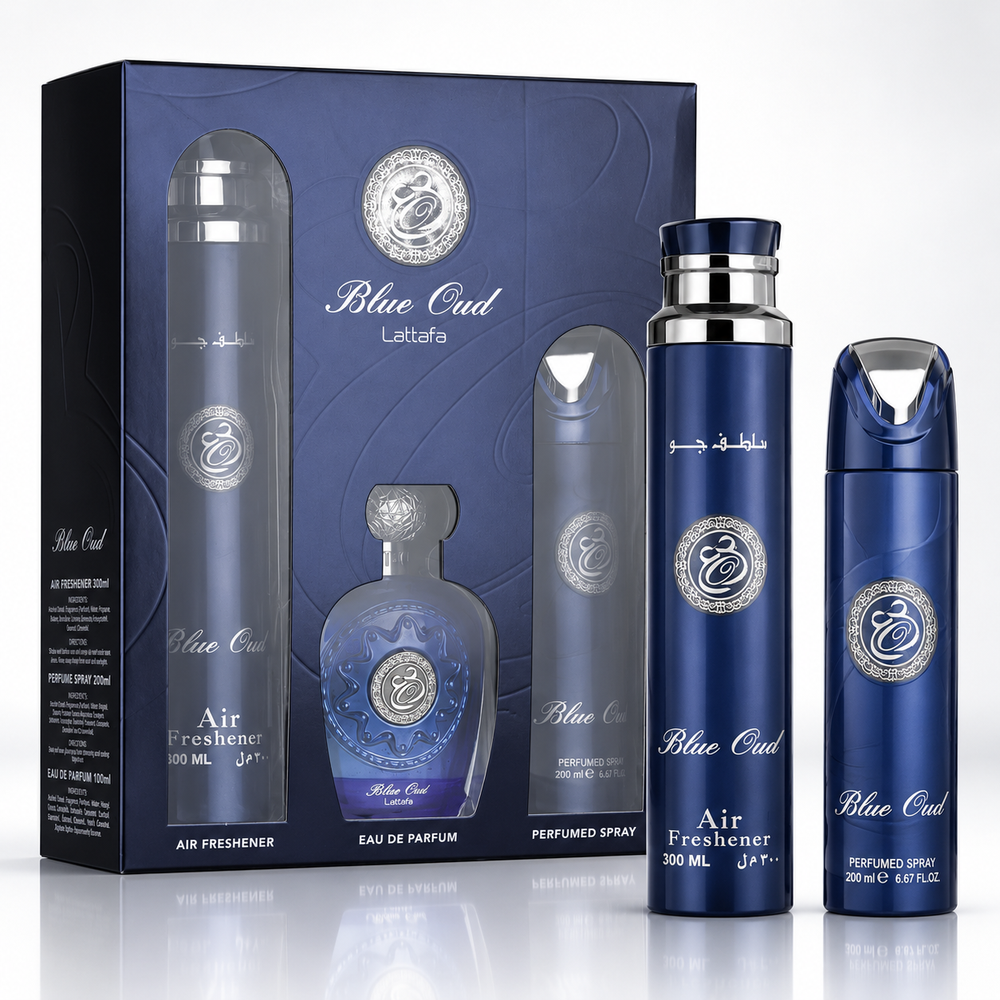 Blue Oud by Lattafa 3-Piece Gift Set – 100ml + 200ml + 300ml