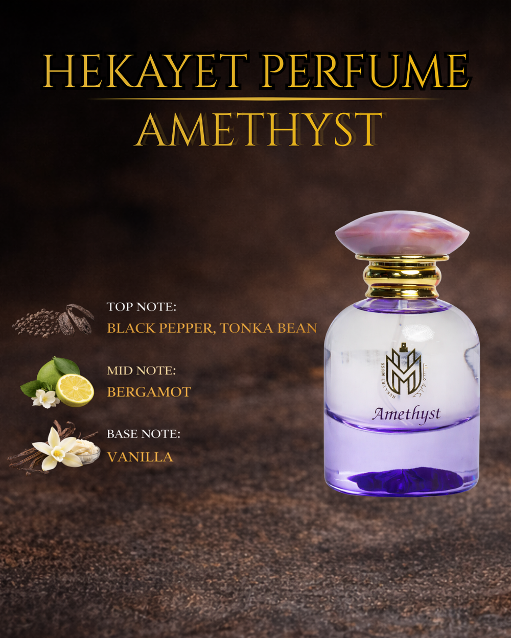 Hekayet Amethyst Eau de Parfum 100ml – Black Pepper, Tonka & Vanilla Unisex Perfume | Long Lasting Luxury Fragrance
