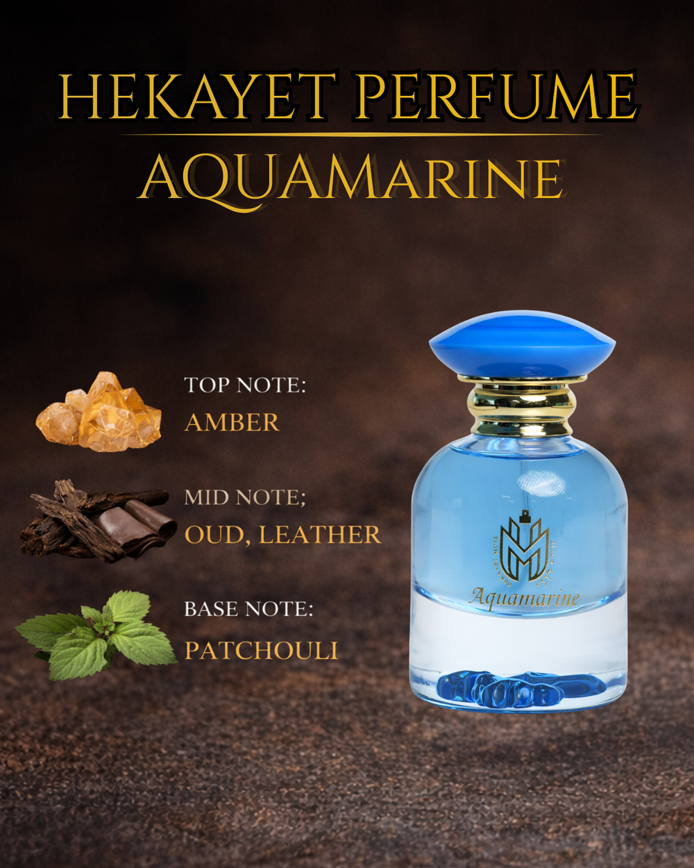 Hekayet Aquamarine Eau de Parfum 100ml – Amber Oud Leather Patchouli Unisex Perfume | Long Lasting Luxury Fragrance