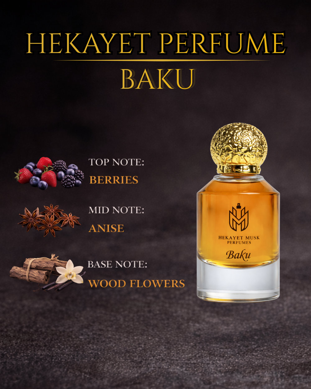 Hekayet Baku Eau de Parfum 100ml – Berries Anise Woody Floral Unisex Perfume | Long Lasting Luxury Fragrance
