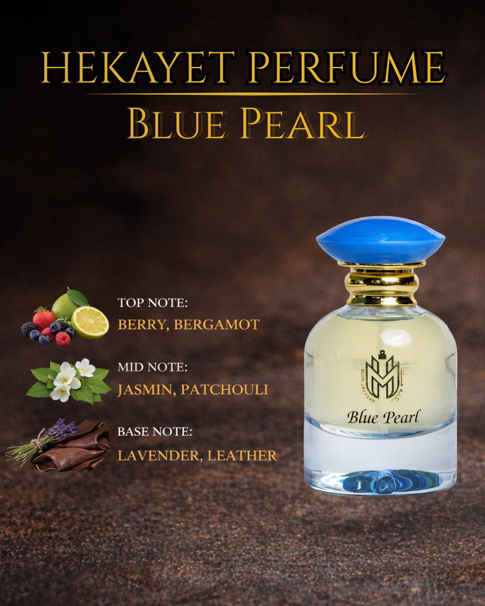 Hekayet Blue Pearl Eau de Parfum 100ml – Luxury Berry, Bergamot, Jasmine & Leather Fragrance for Men & Women | Long Lasting Perfume