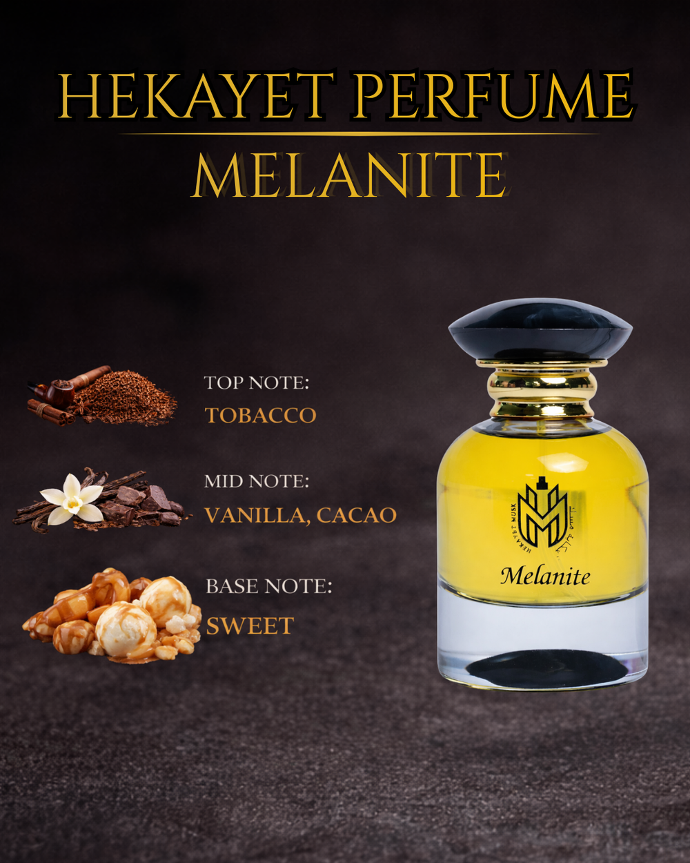 Hekayet Melanite Eau de Parfum 100ml – Tobacco Vanilla Cacao Sweet Unisex Perfume | Long Lasting Luxury Gourmand Fragrance