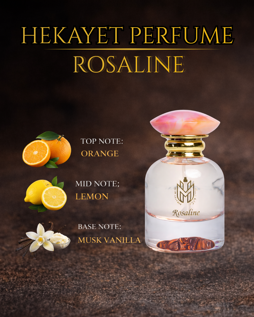 Hekayet Rosaline Eau de Parfum 100ml – Citrus Musk Vanilla Unisex Perfume | Long Lasting Fresh Luxury Fragrance