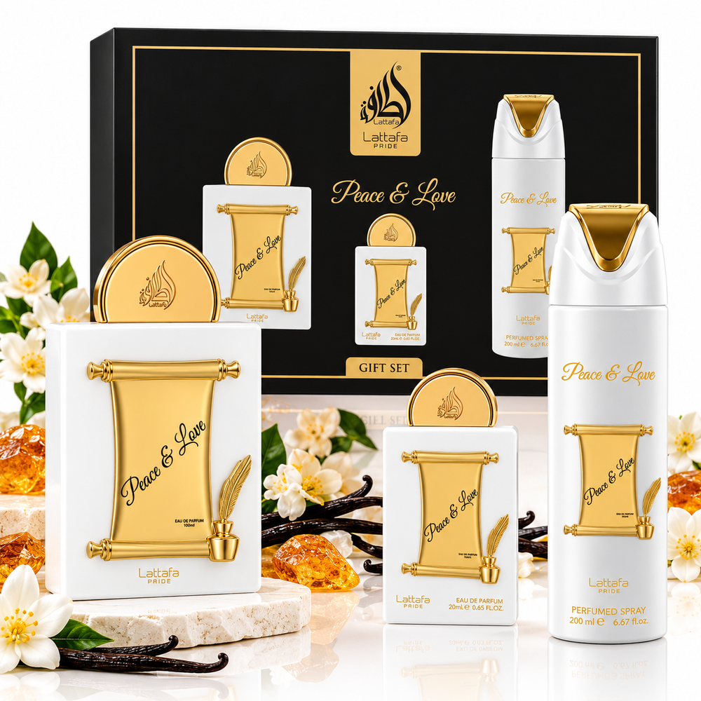 Peace & Love by Lattafa Pride 3-Piece Gift Set – 100ml + 20ml + 200ml