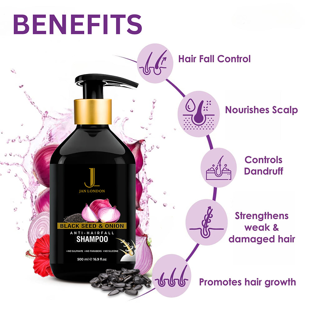 Jan London Blackseed and Onion Anti Hair Fall Cleansing Shampoo 500ml