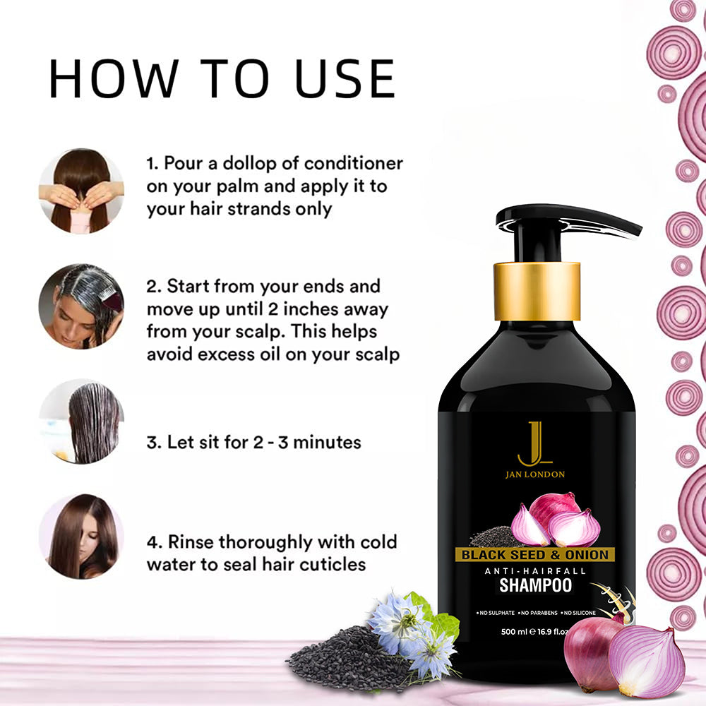 Jan London Blackseed and Onion Anti Hair Fall Cleansing Shampoo 500ml