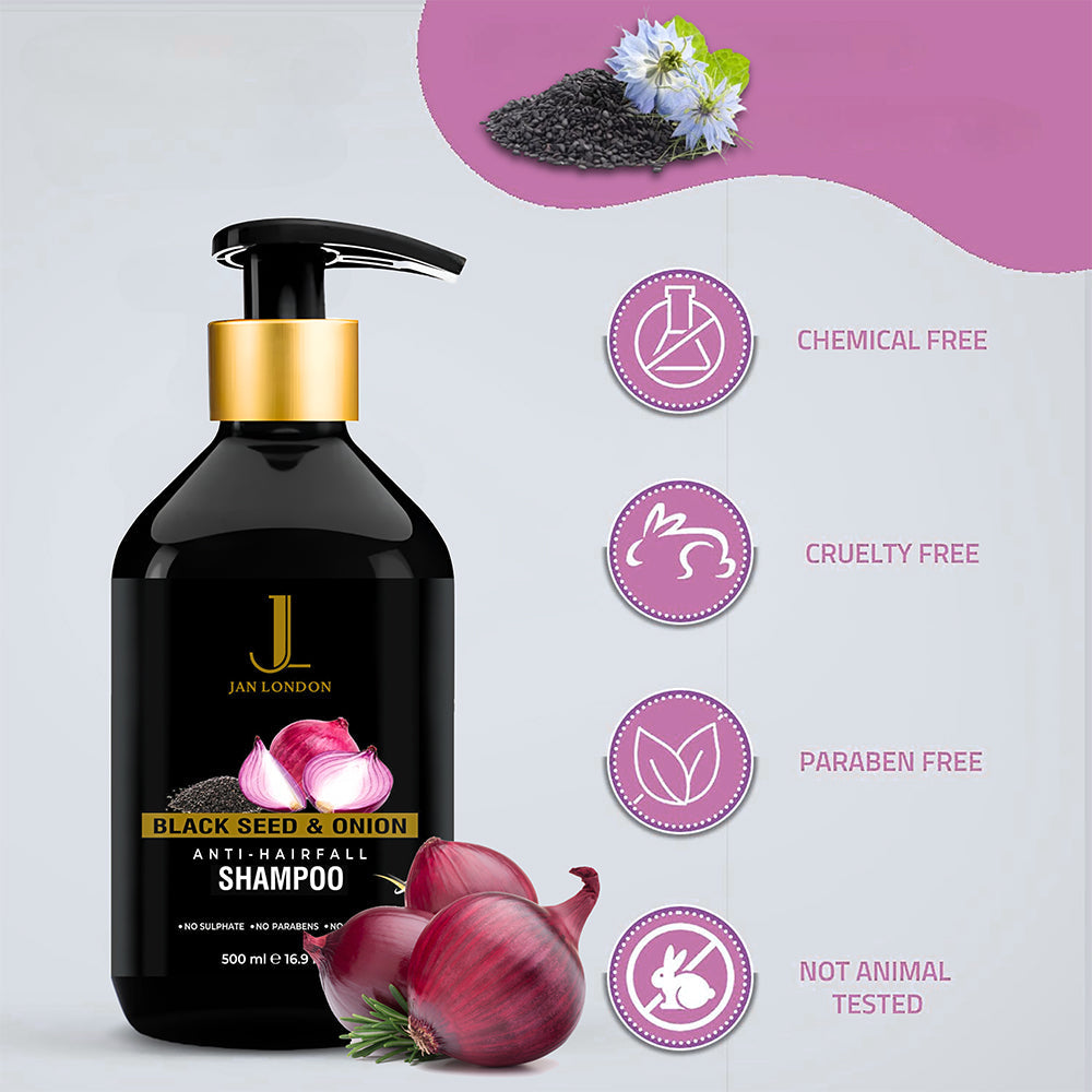 Jan London Blackseed and Onion Anti Hair Fall Cleansing Shampoo 500ml