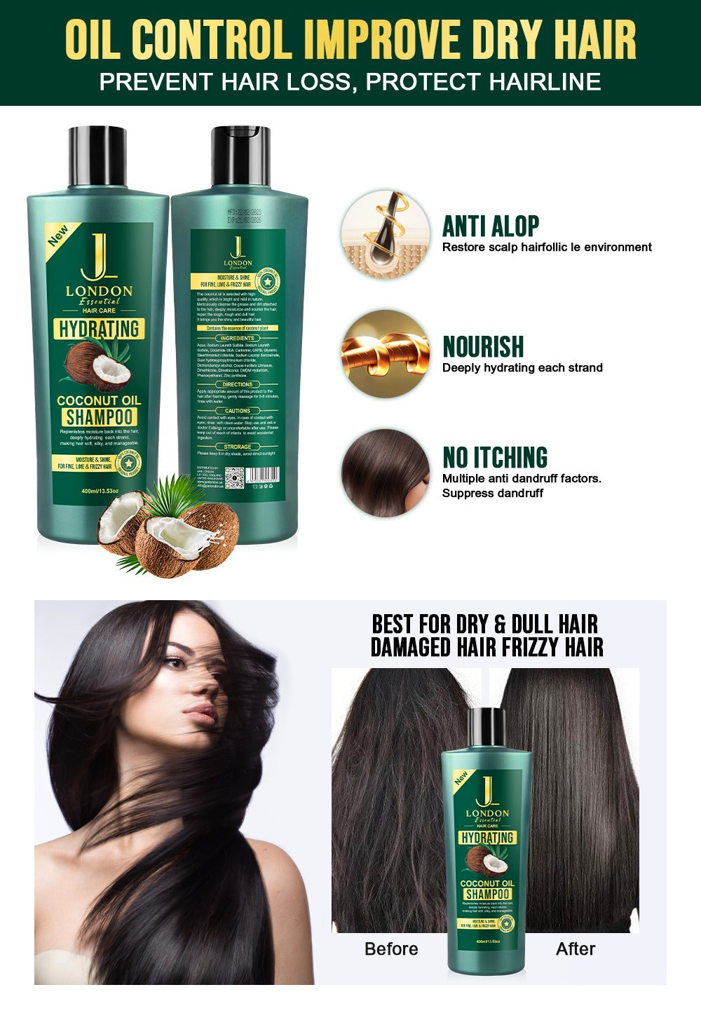 Jan London Coconut Oil and Keratin Hydrating Hair Care Duo