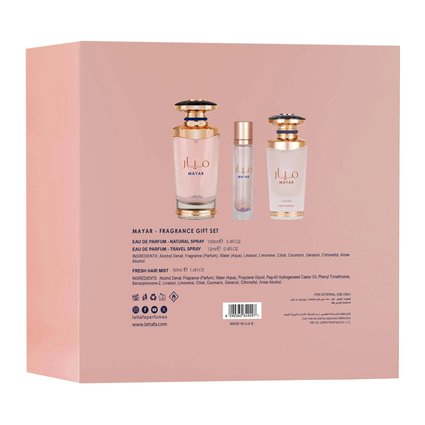 Mayar Gift Set – 100ml EDP + 12ml Mini + Hair Mist-lattafa