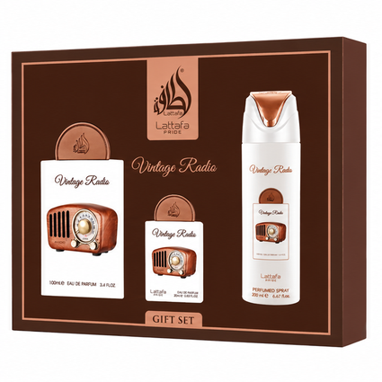 Vintage Radio by Lattafa Pride 3-Piece Gift Set – 100ml + 20ml + 200ml