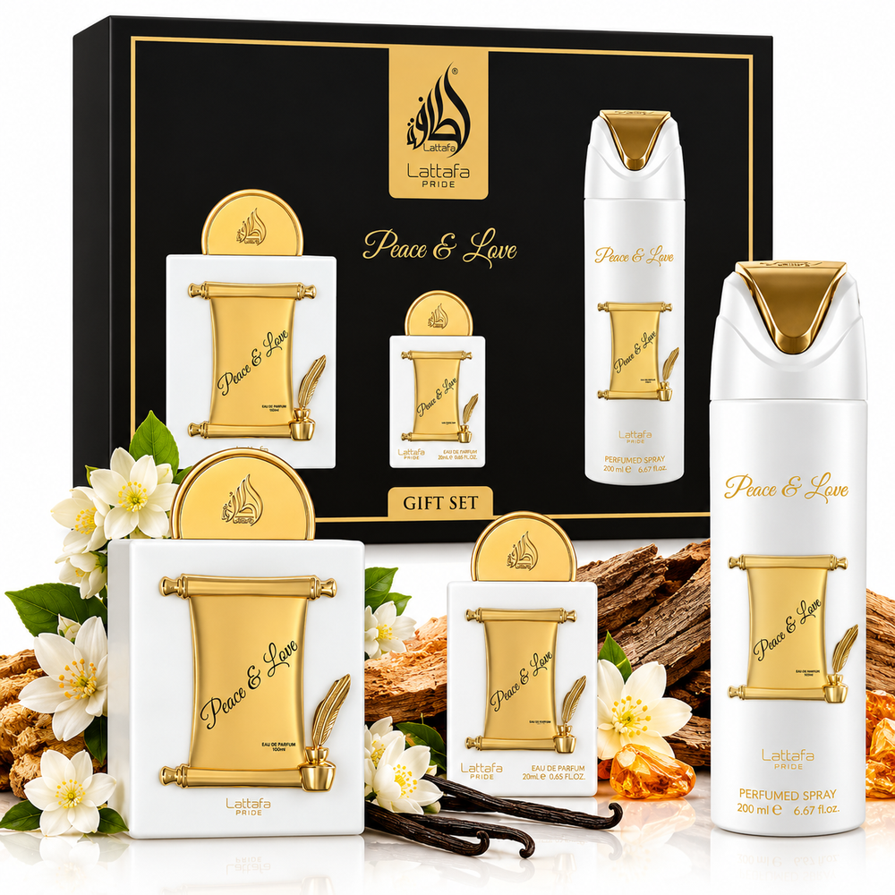 Peace & Love by Lattafa Pride 3-Piece Gift Set – 100ml + 20ml + 200ml